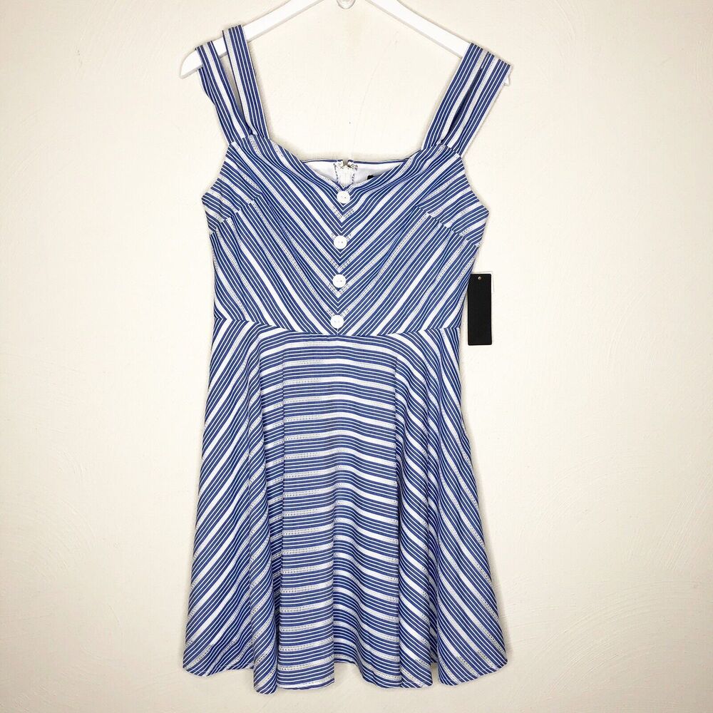 City Studio Blue Sz 11 Junior's Striped Sundress A-Line Dress  $59